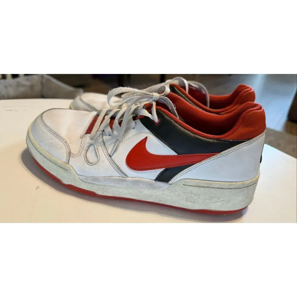 Nike Men's Size 10.5 Full Force Low Sneakers White Red Black AF1 Athletic Shoe